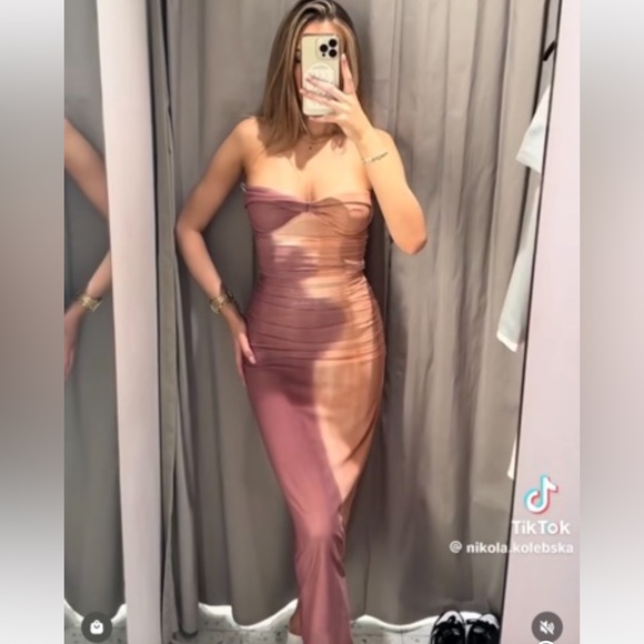 ZARA PRINTED TULLE DRESS - Picture 1 of 7